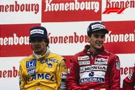 Imagem dos pilotos Nelson Piquet e Ayrton Senna.