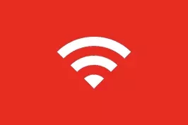 ícone branco do sinal de wi-fi aplicado em fundo vermelho