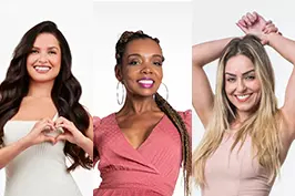 A imagem mostra as últimas campeãs do Big Brother Brasil: Juliette, Thelma e Paula von Sperling.