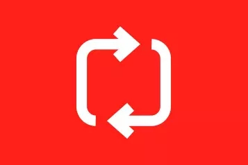 		 imagem com fundo vermelho e ícones de duas setas em branco indicando um ciclo fechado.