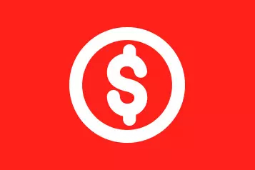 imagem fundo vermelho com ícone de dinheiro $ em cor branca.