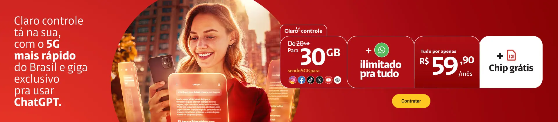 Claro controle tá na sua pra você navegar sem preocupações.