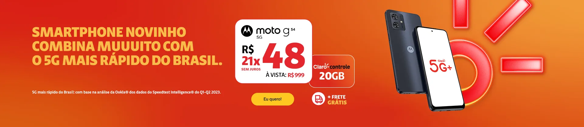 Moto G54 5G disponível na loja online da Claro