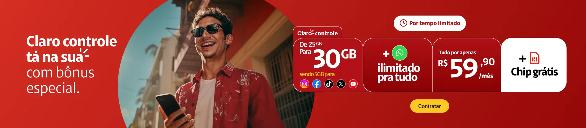 Claro controle tá na sua pra você navegar sem preocupações.