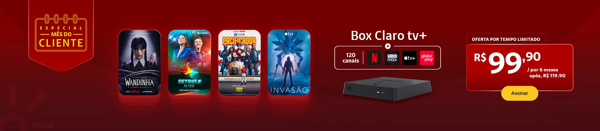Box Claro tv+. Streamings inclusos e os melhores canais ao vivo.