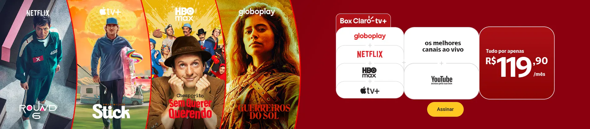 Box Claro tv+. Streamings inclusos e os melhores canais ao vivo.