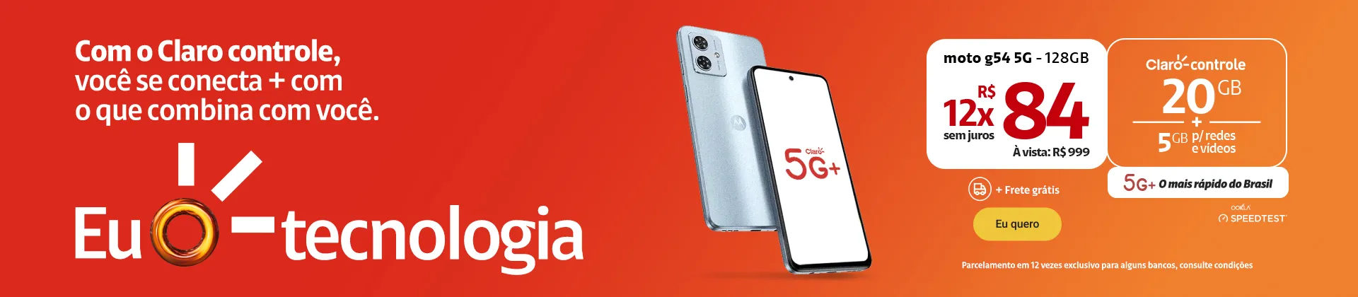 Moto G54 5G disponível na loja online da Claro
