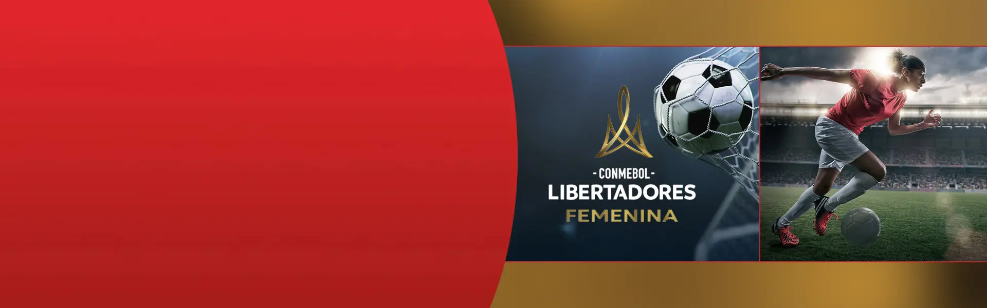 Imagem de jogadora de futebol e logo da Copa Libertadores Feminina. Imagem de jogadora de futebol e logo da Copa Libertadores Feminina.