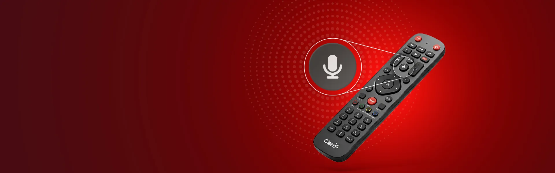 Imagem do controle remoto por voz da Claro