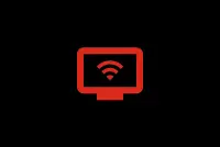 imagem com fundo preto e em vermelho uma tela de TV com o simbolo do wifi do lado