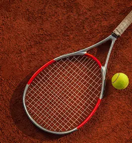 Imagem de raquete com uma bola de tênis.