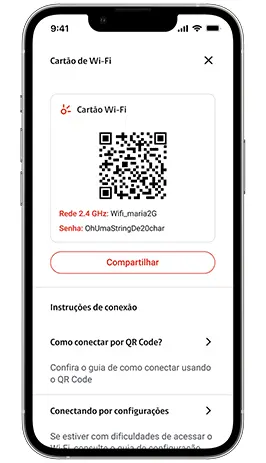Tela do app Minha Claro para configuração do Wi-Fi.