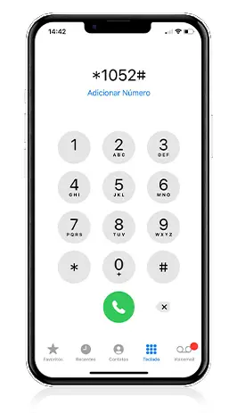 Teclado do celular com o número  *1052#.