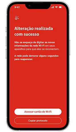 Tela do app Minha Claro para configuração do Wi-Fi.