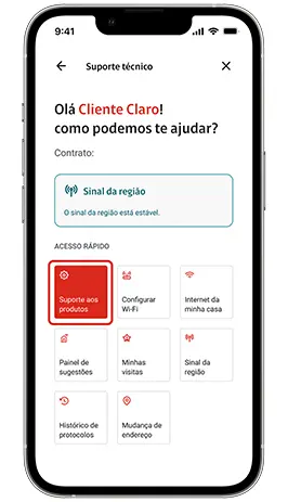 Suporte técnico no app. Passo 01.