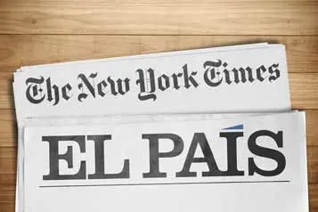 Imagem ilustrativa jornais The New York times e El País.