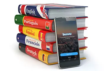 Imagem de livros empilhados e um celular.