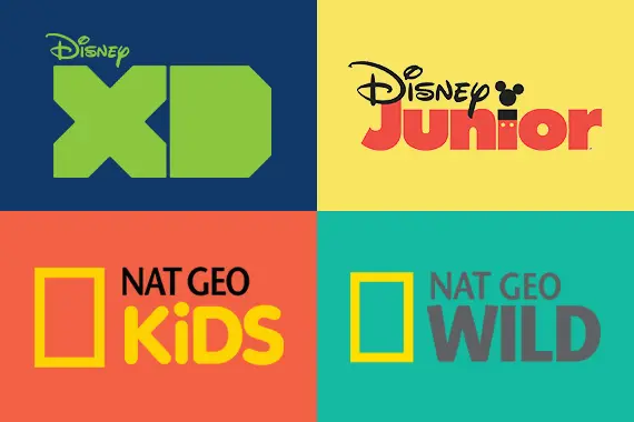Imagem dos logos dos canais Disney.