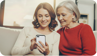 Duas mulheres olhando um celular