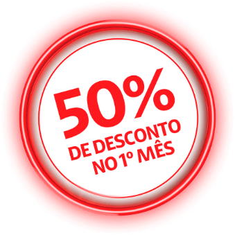 50% porcento de desconto no primeiro mês
