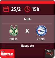 10/2 às 22h30. Phoenix Suns x Warriors. Futebol. NBA. Basquete. 571 Espn 2. App Claro tv+.
