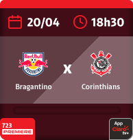 20/4 às 18h30. Bragantino x Corithans. 723 Premiere. App Claro tv+.
