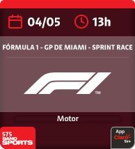 04/5 às 13h. Fórmula 1 - GP de Miami - Sprint Race. Motor. 575 Band Sports. App Claro tv+.