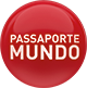 Logo do produto Claro 'Passaporte Mundo' em formato redondo e tom vermelho